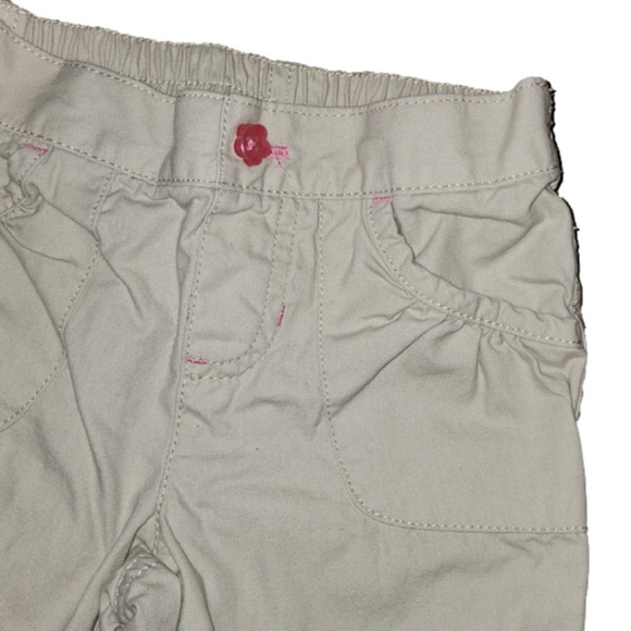 JUMPING BEANS Khaki Pants with Flower Button and Front Pockets - Picture 2 of 3